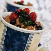 Čokoládová pěna s lesním ovocem a mátovou drtí