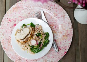 Špaldové kroupy se zeleninou a pečeným krůtím