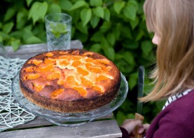 Kefírový koláč s ovocem a čokoládou