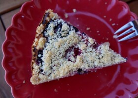 Drobenkový koláč s tvarohem a ovocem